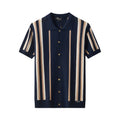 Riviera Stripe Mesh Knit SS Shirt NAVY
