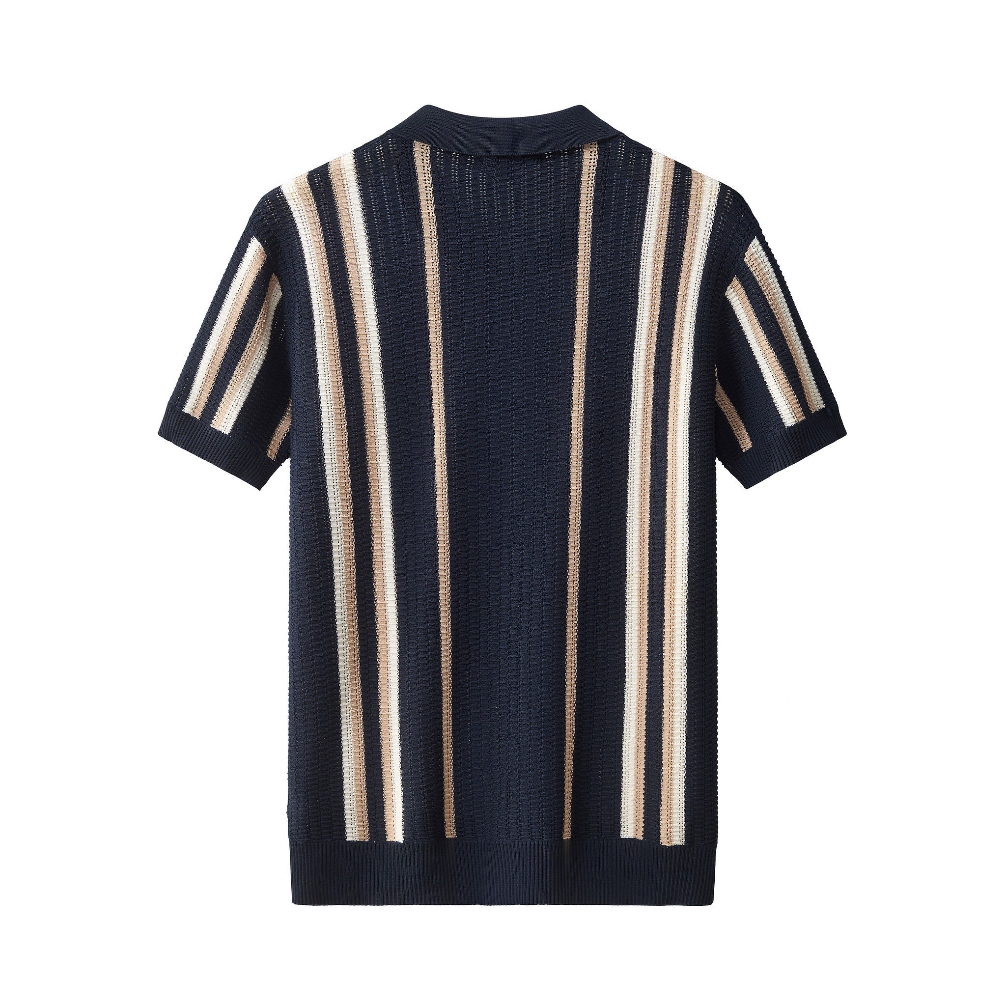 Riviera Stripe Mesh Knit SS Shirt NAVY