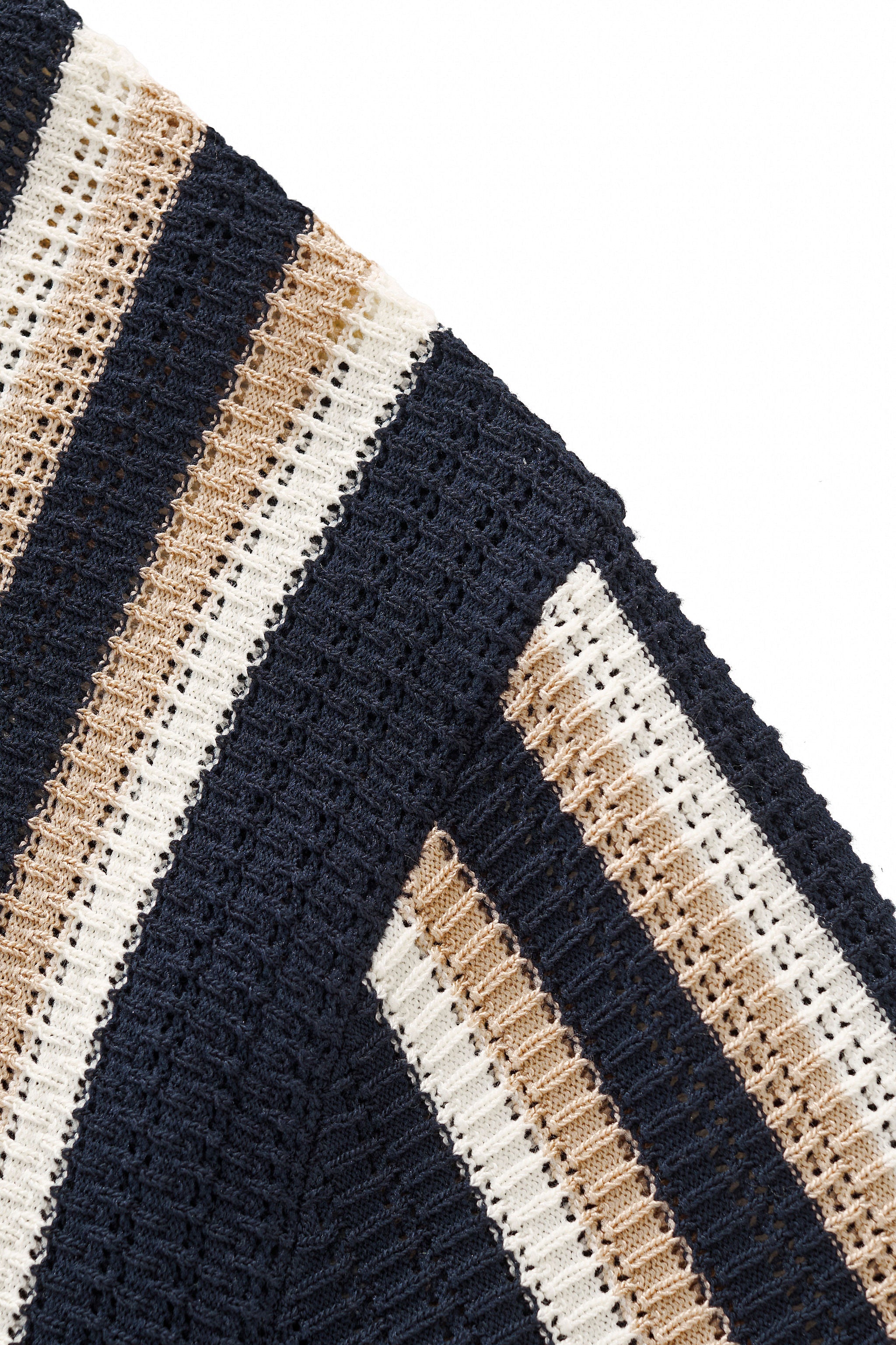 Riviera Stripe Mesh Knit SS Shirt NAVY