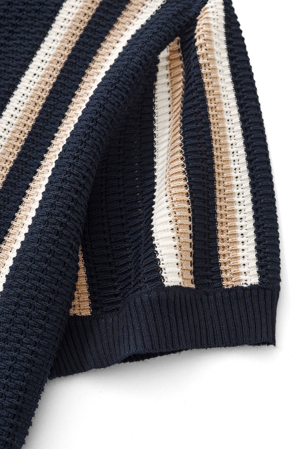 Riviera Stripe Mesh Knit SS Shirt NAVY