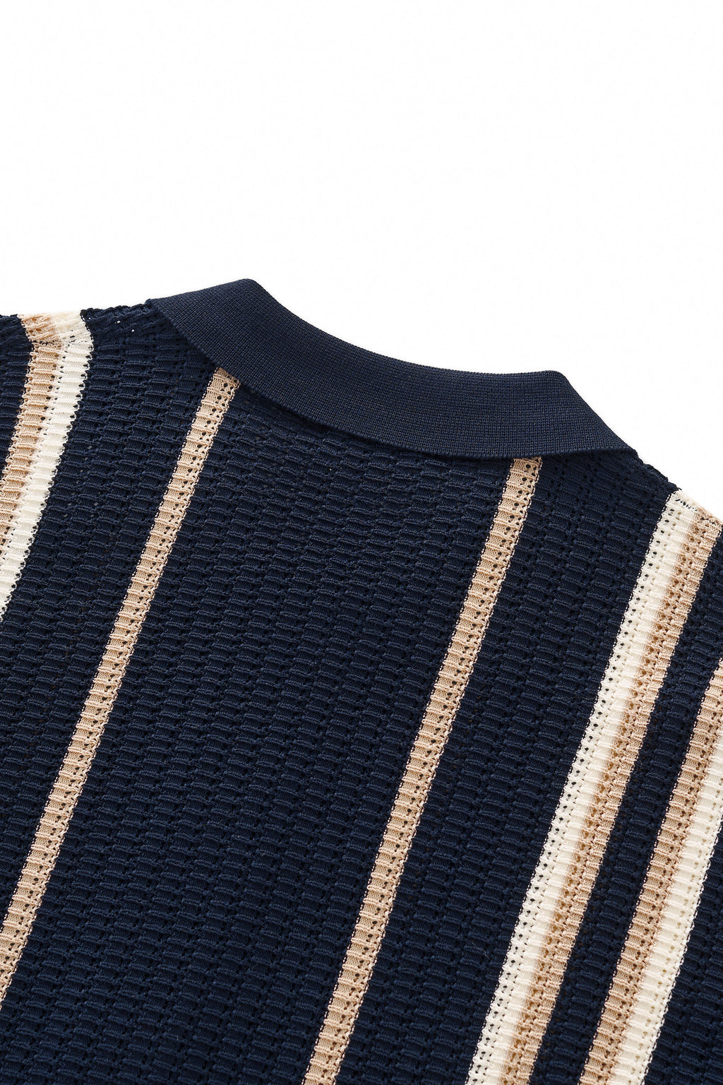 Riviera Stripe Mesh Knit SS Shirt NAVY