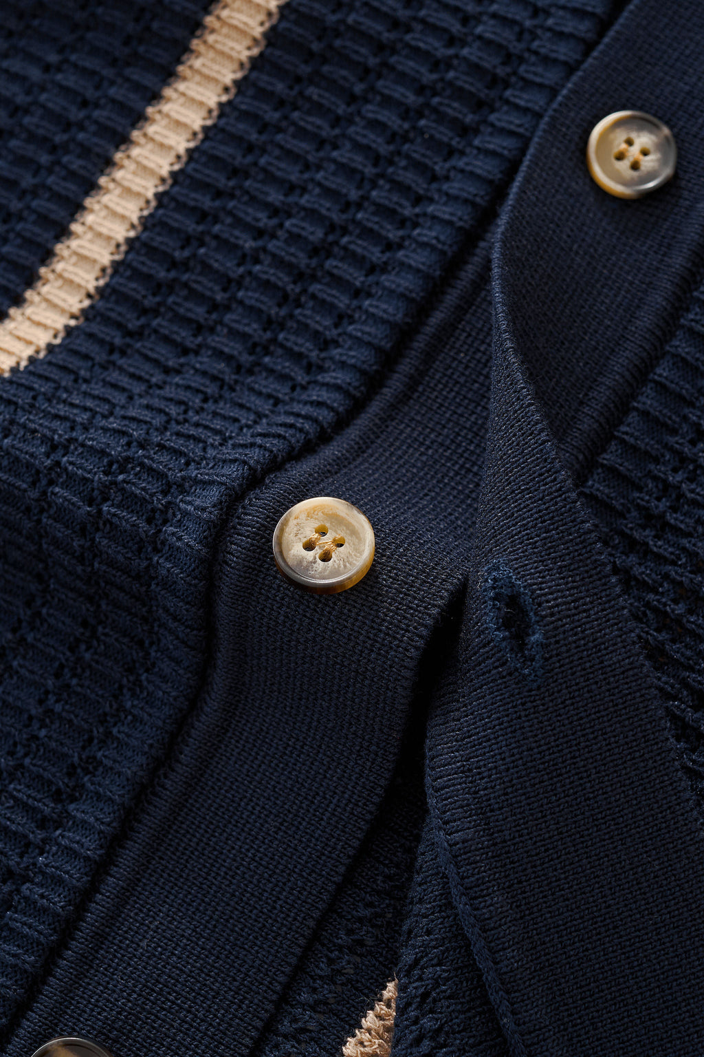 Riviera Stripe Mesh Knit SS Shirt NAVY
