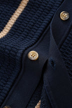 Riviera Stripe Mesh Knit SS Shirt NAVY