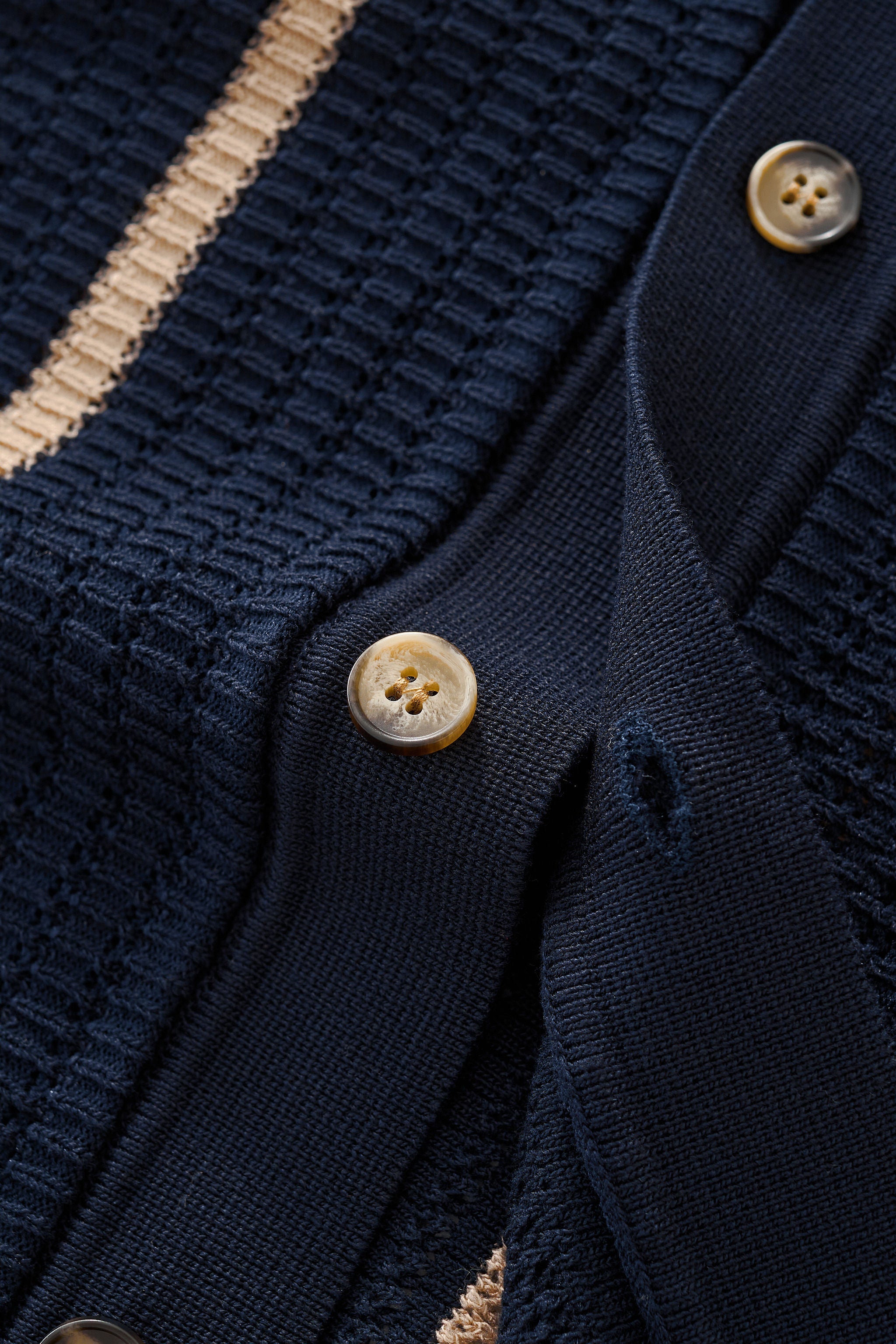 Riviera Stripe Mesh Knit SS Shirt NAVY