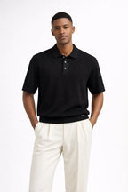 Milano Texture Knit Polo BLACK