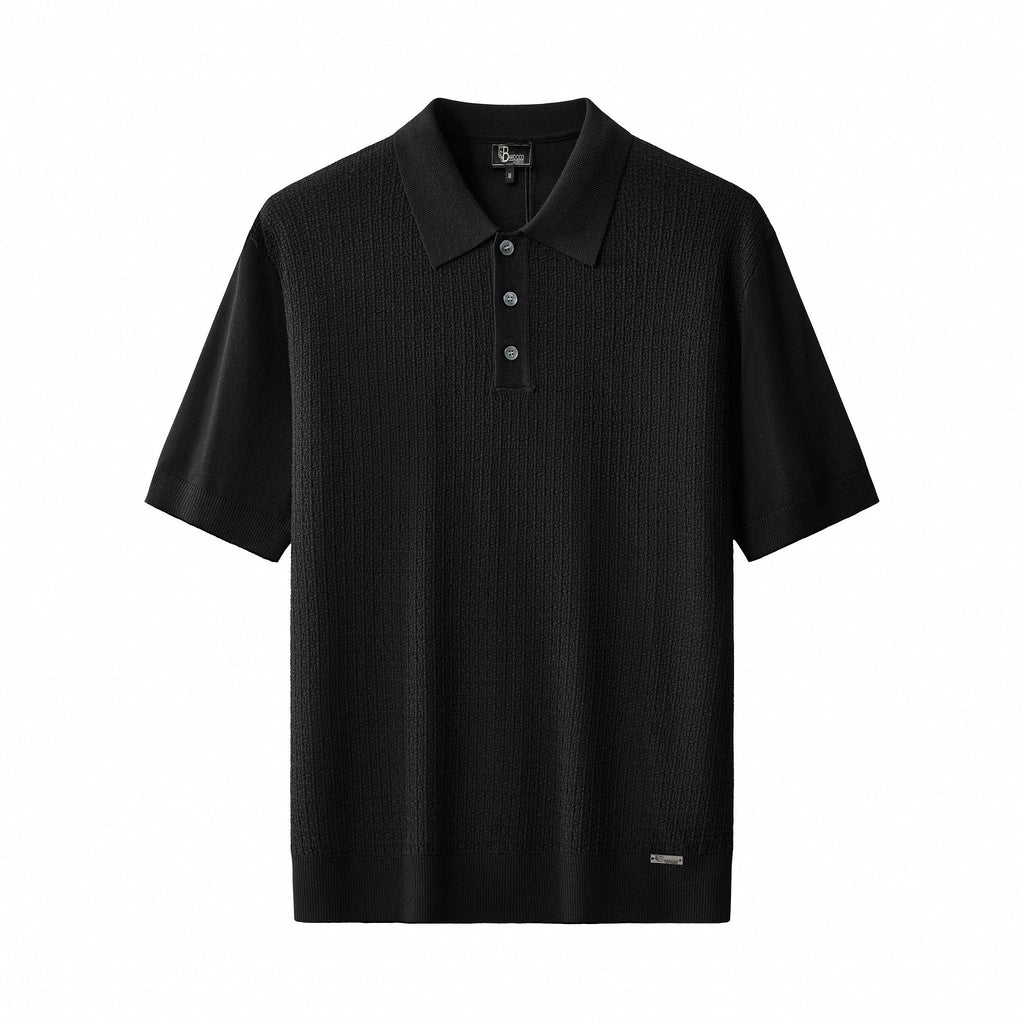 Milano Texture Knit Polo BLACK