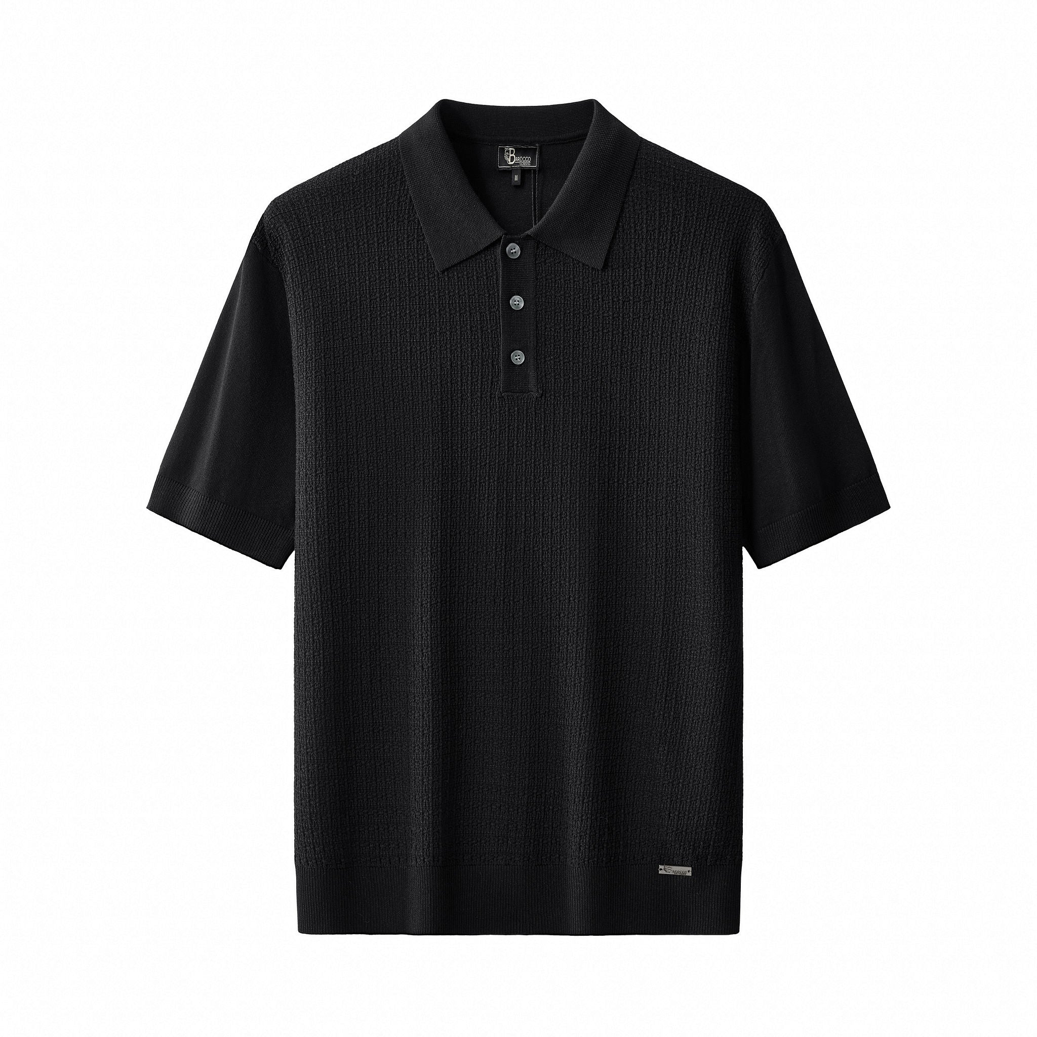 Milano Texture Knit Polo BLACK