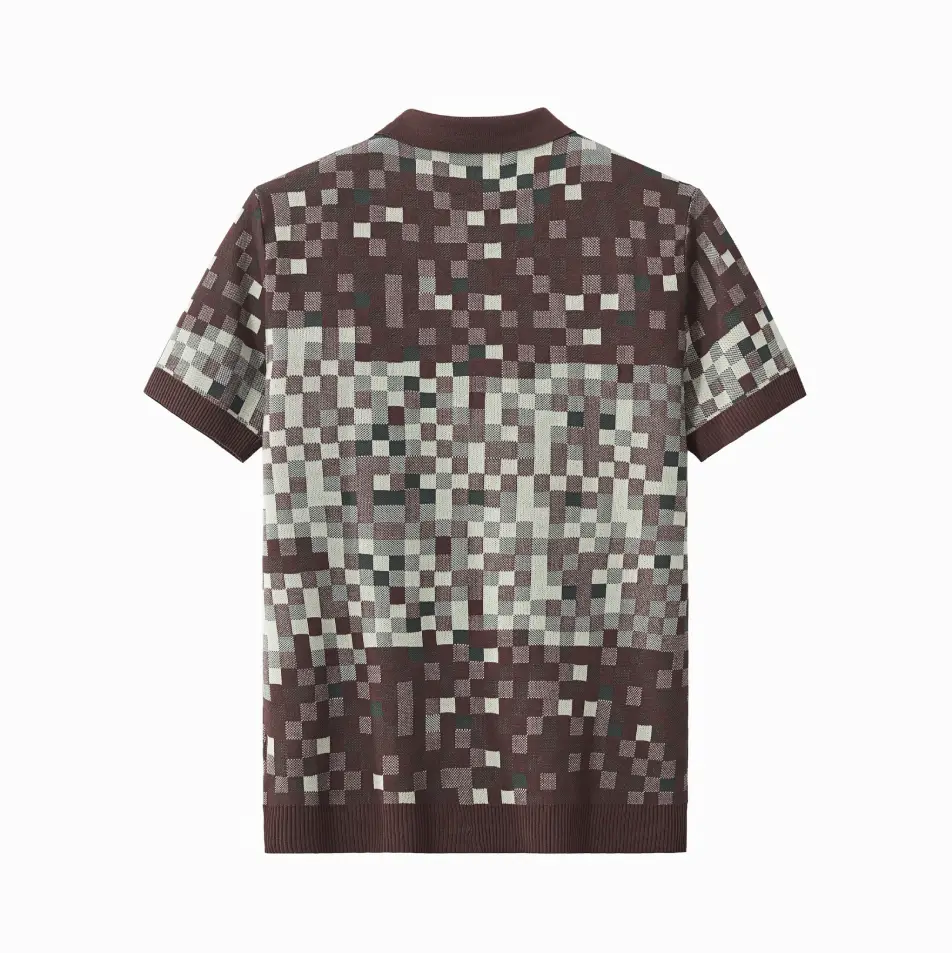Pixel Fade Knit Polo KHAKI