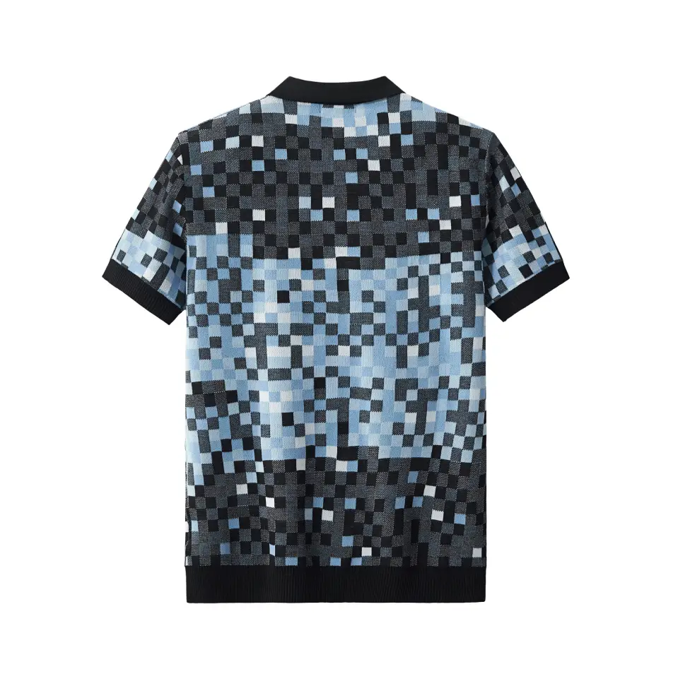 Pixel Fade Knit Polo BLACK