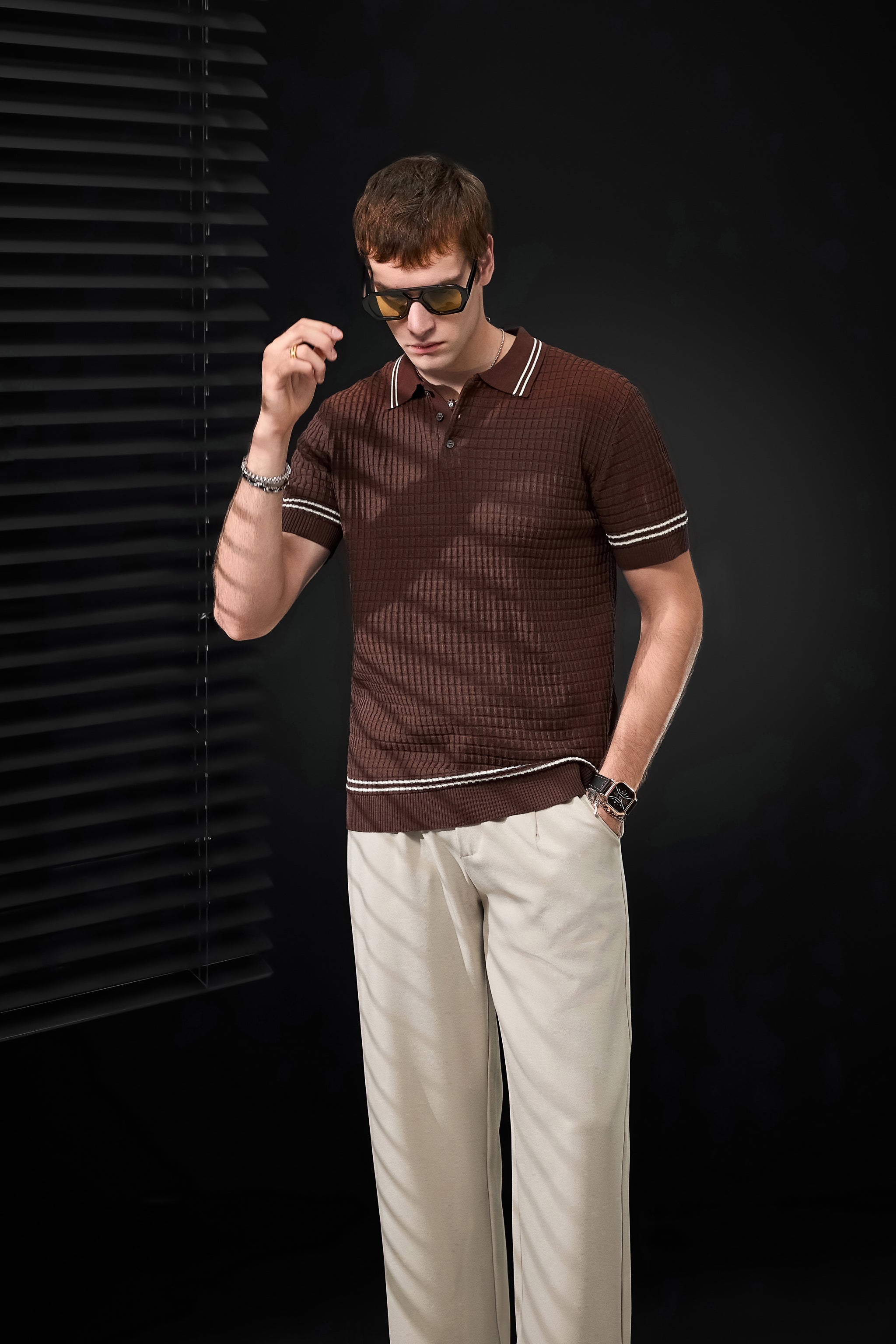 Refined Motion Knit Polo COFFEE
