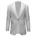 Elegant Blazer with Sparkling Embellishments WHITE/SILVER