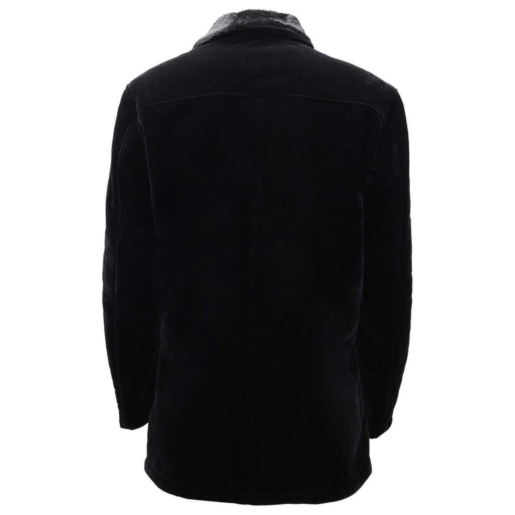 Faux Fur Collar Velvet Jacket BLACK