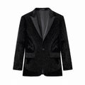Regal Cascades Embellished Velvet Blazer BLACK/BLACK