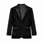 Regal Cascades Embellished Velvet Blazer BLACK/BLACK