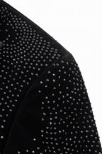 Regal Cascades Embellished Velvet Blazer BLACK/BLACK