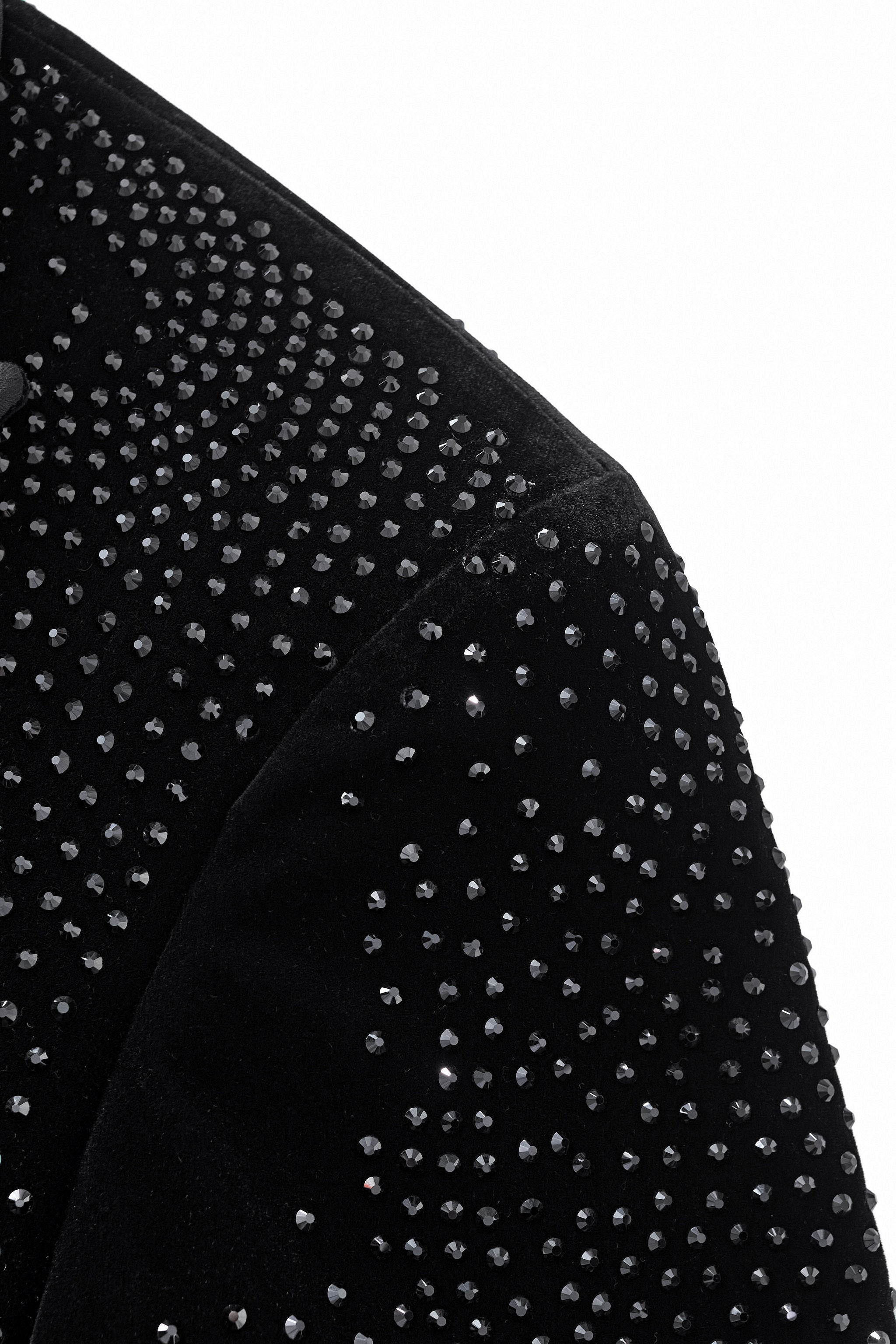 Regal Cascades Embellished Velvet Blazer BLACK/BLACK