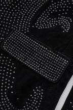 Regal Cascades Embellished Velvet Blazer BLACK/BLACK
