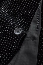 Regal Cascades Embellished Velvet Blazer BLACK/BLACK