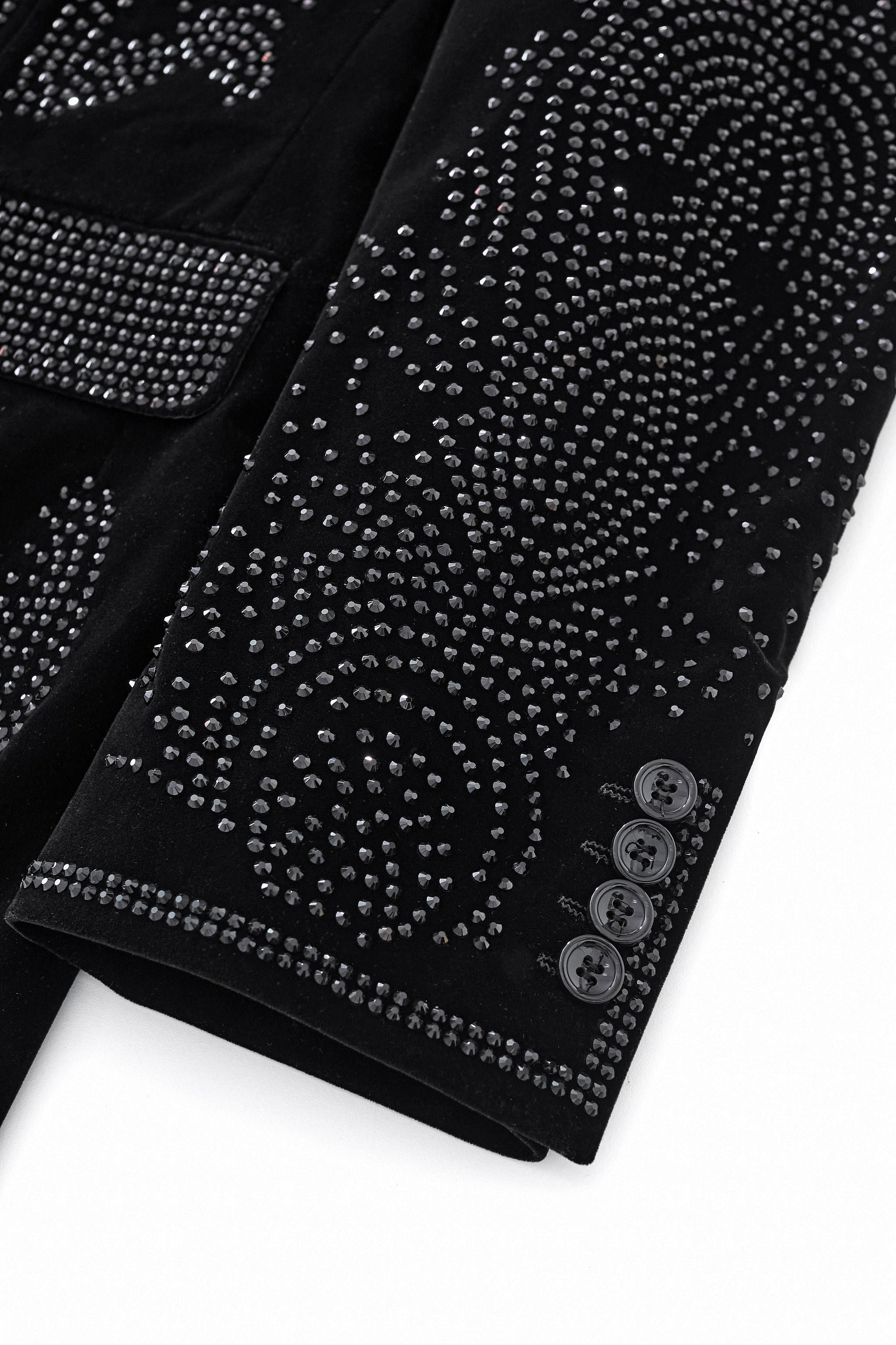 Regal Cascades Embellished Velvet Blazer BLACK/BLACK