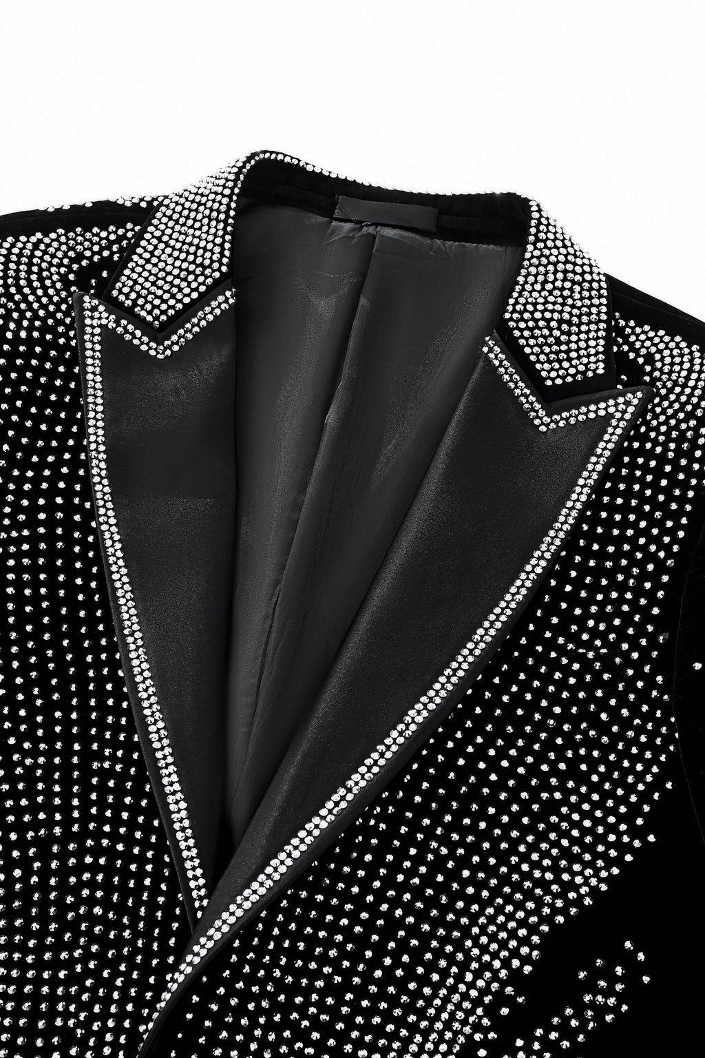 Regal Cascades Embellished Velvet Blazer BLACK/SILVER