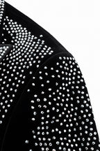 Regal Cascades Embellished Velvet Blazer BLACK/SILVER