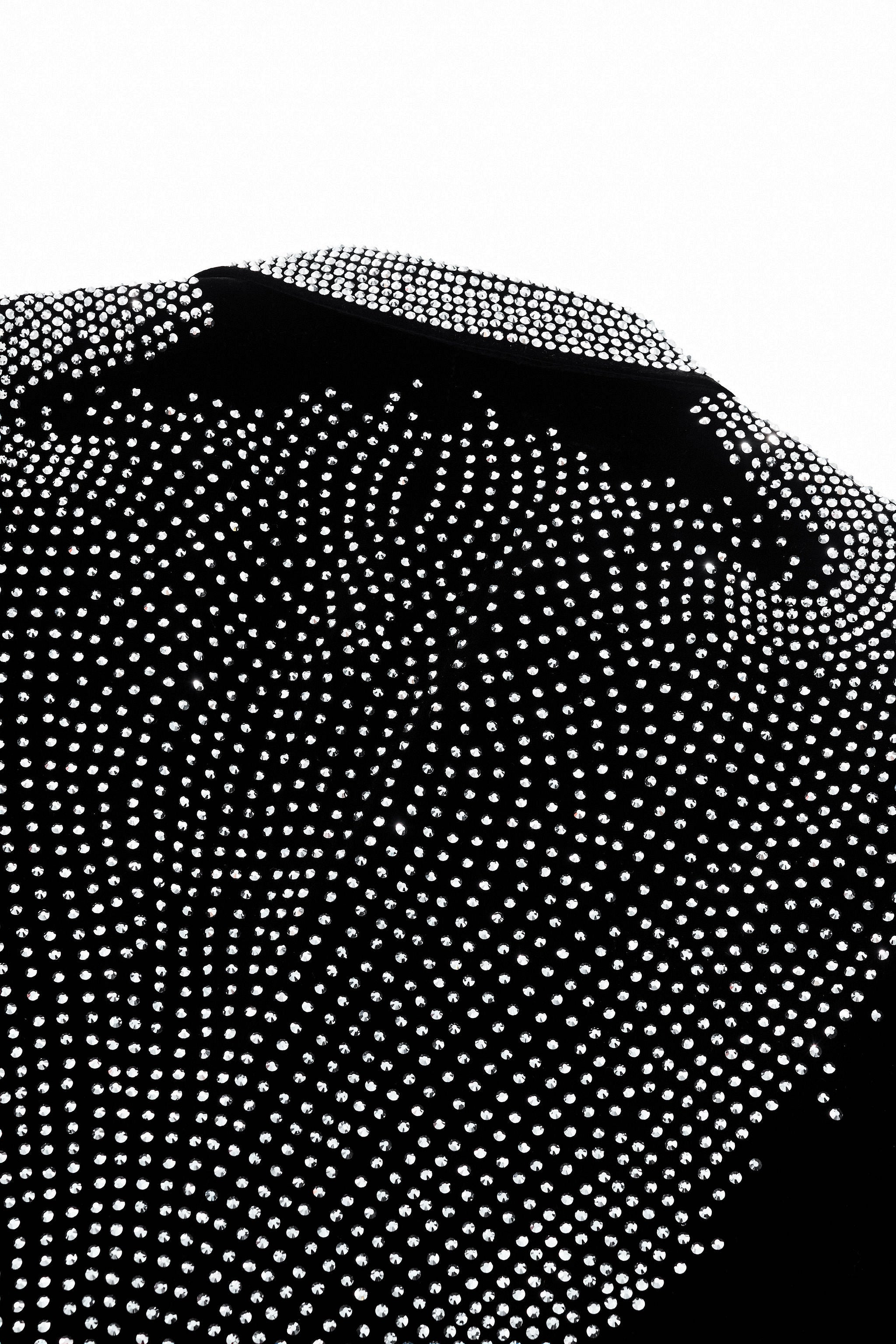 Regal Cascades Embellished Velvet Blazer BLACK/SILVER