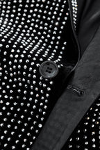 Regal Cascades Embellished Velvet Blazer BLACK/SILVER