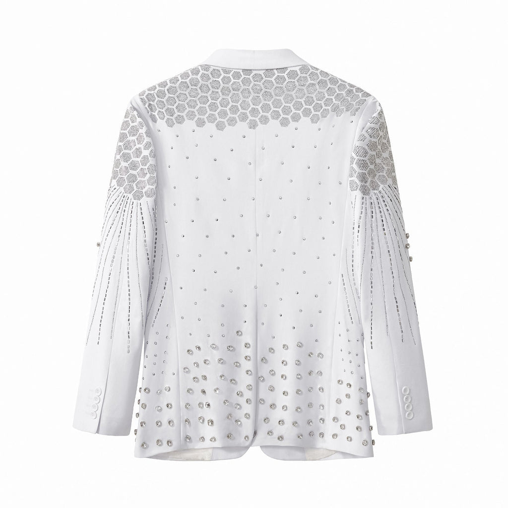 Radiant Hex Crystal Blazer WHITE/SILVER