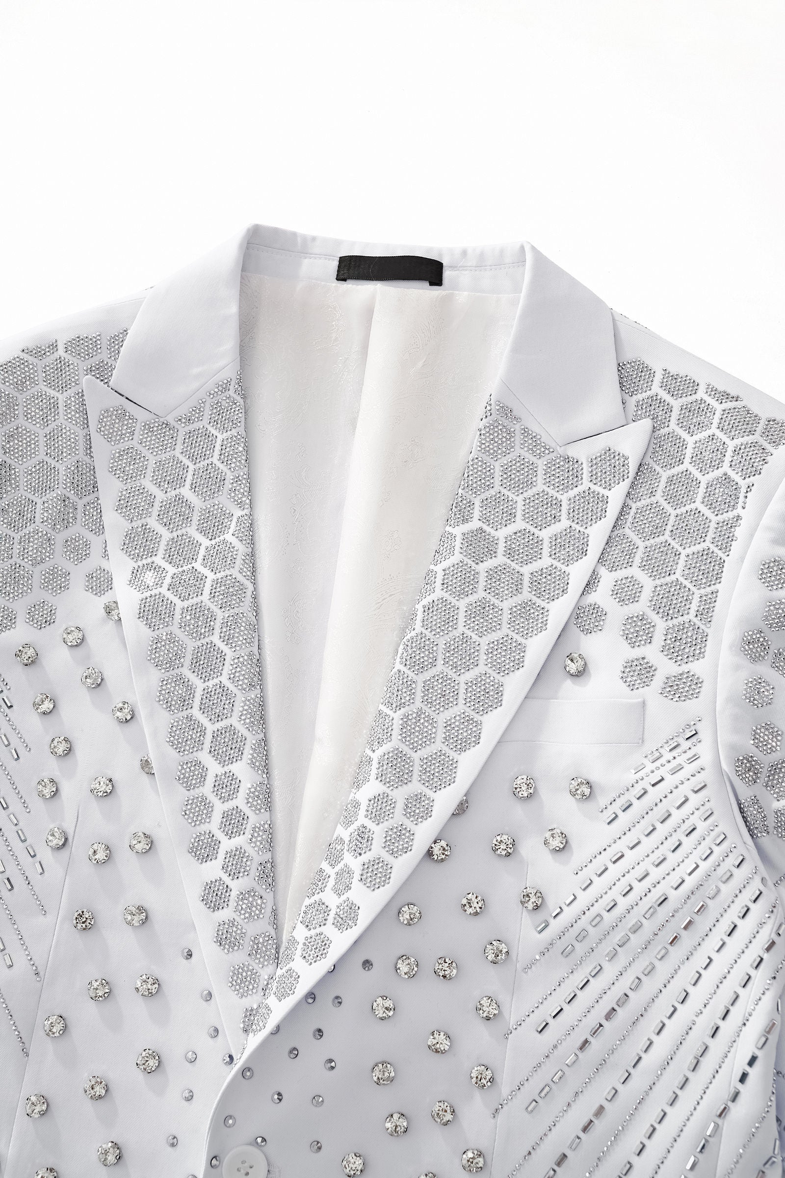 Radiant Hex Crystal Blazer WHITE/SILVER