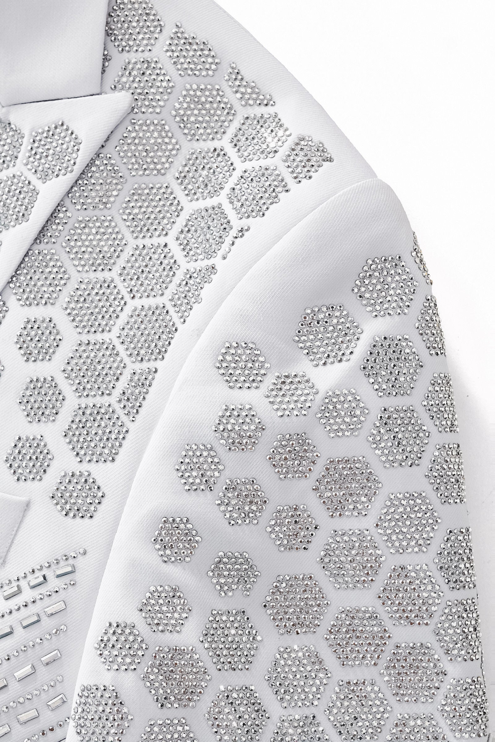Radiant Hex Crystal Blazer WHITE/SILVER
