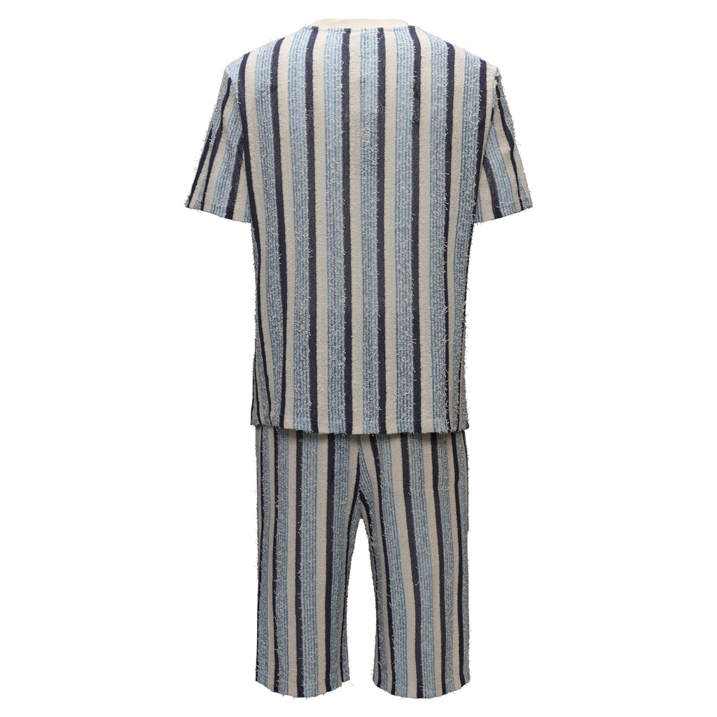 Men’s Striped Textured Two-Piece Set BLUE