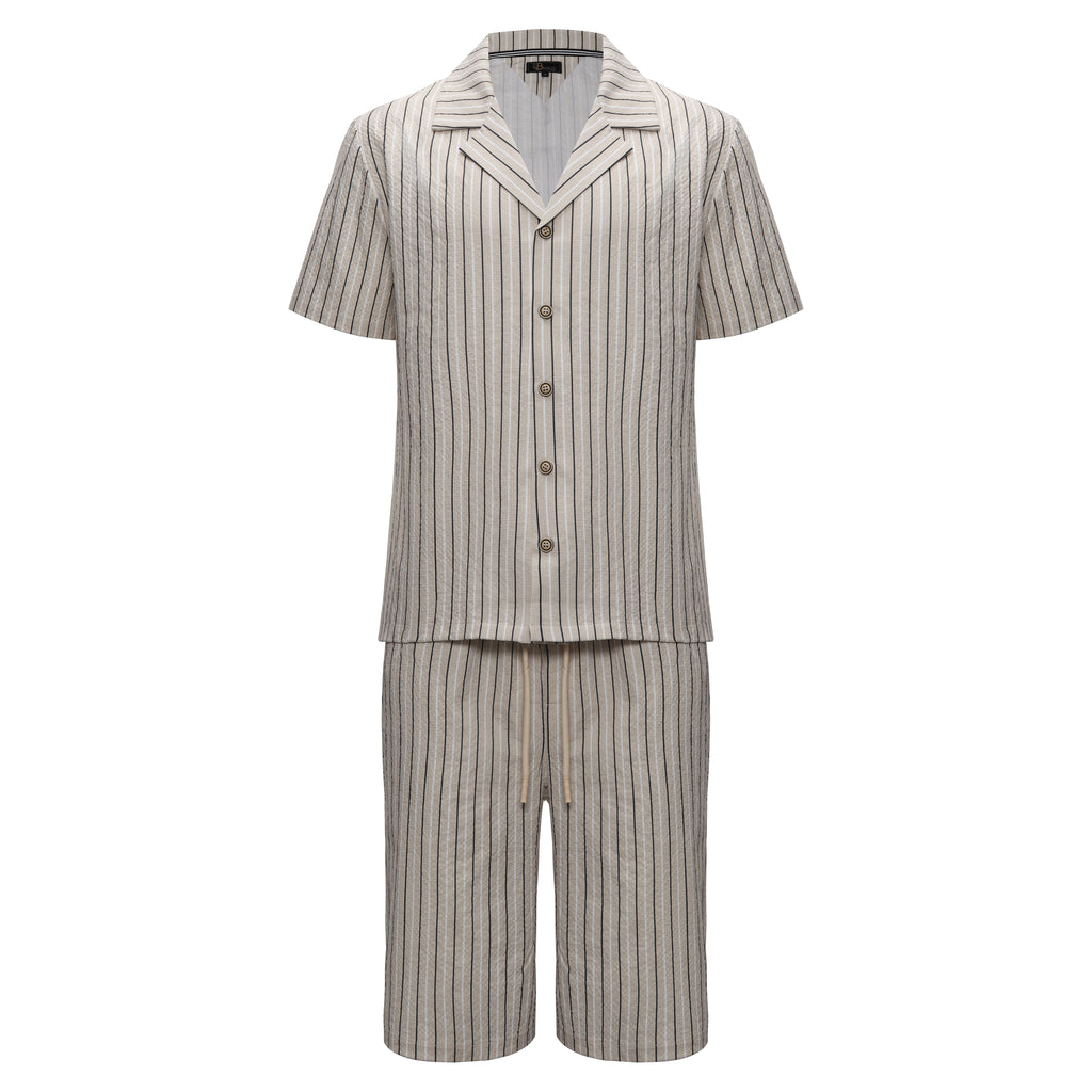 Men’s Classic Striped Lounge Set BEIGE