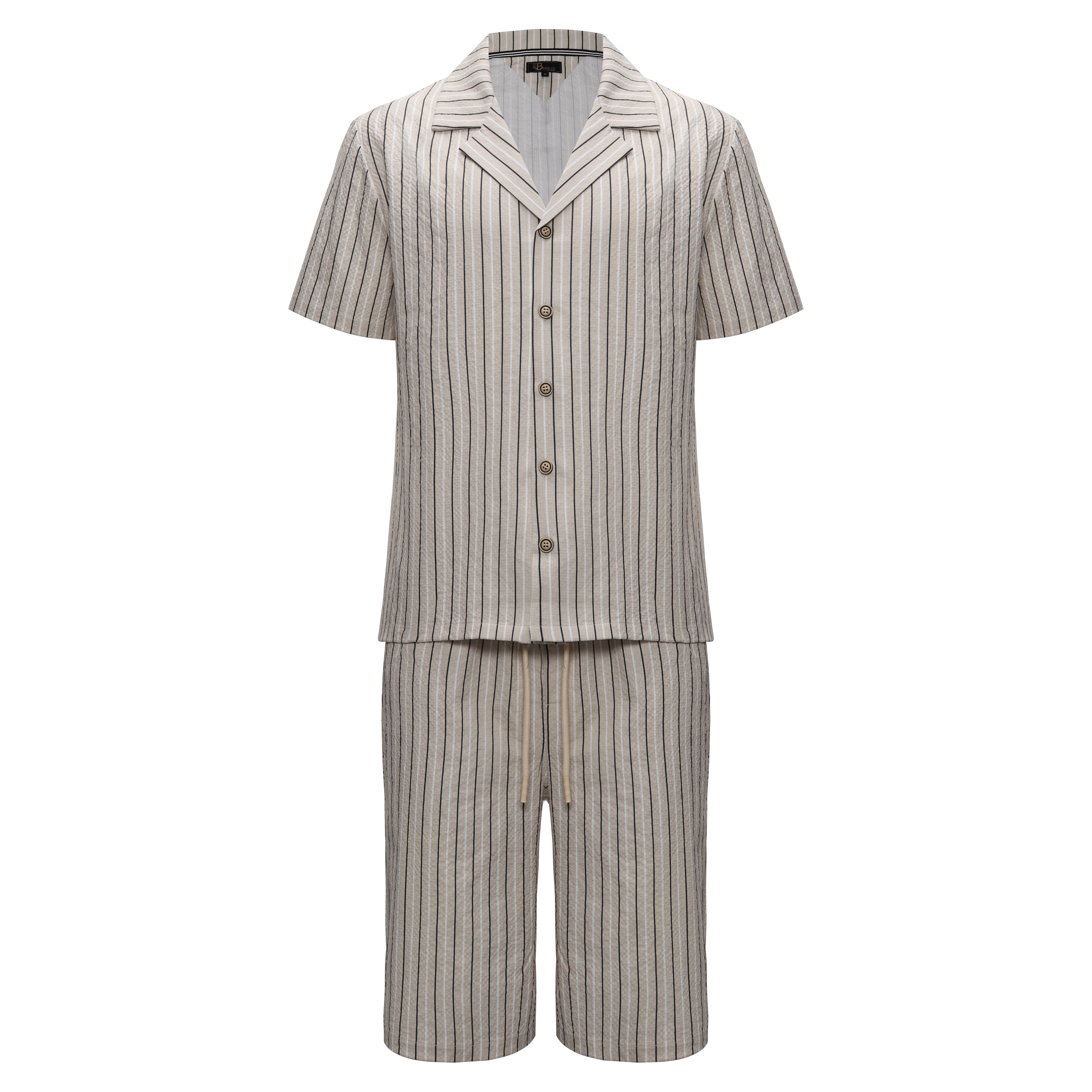 Men’s Classic Striped Lounge Set BEIGE