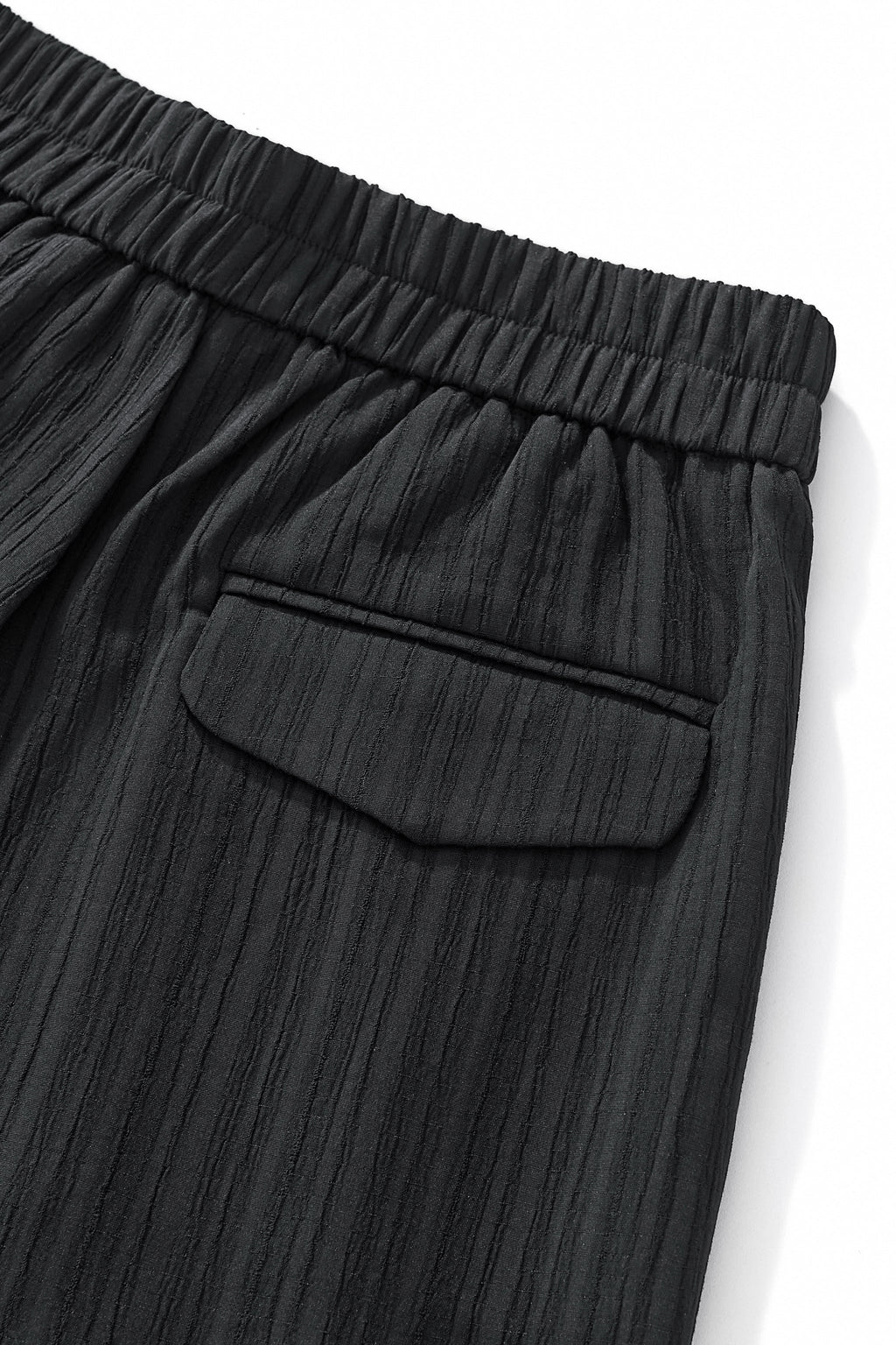 Crinkle Texture Shirt & Pant Set BLACK