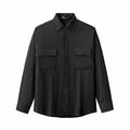 Crinkle Texture Shirt & Pant Set BLACK