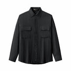 Crinkle Texture Shirt & Pant Set BLACK