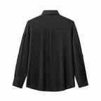 Crinkle Texture Shirt & Pant Set BLACK