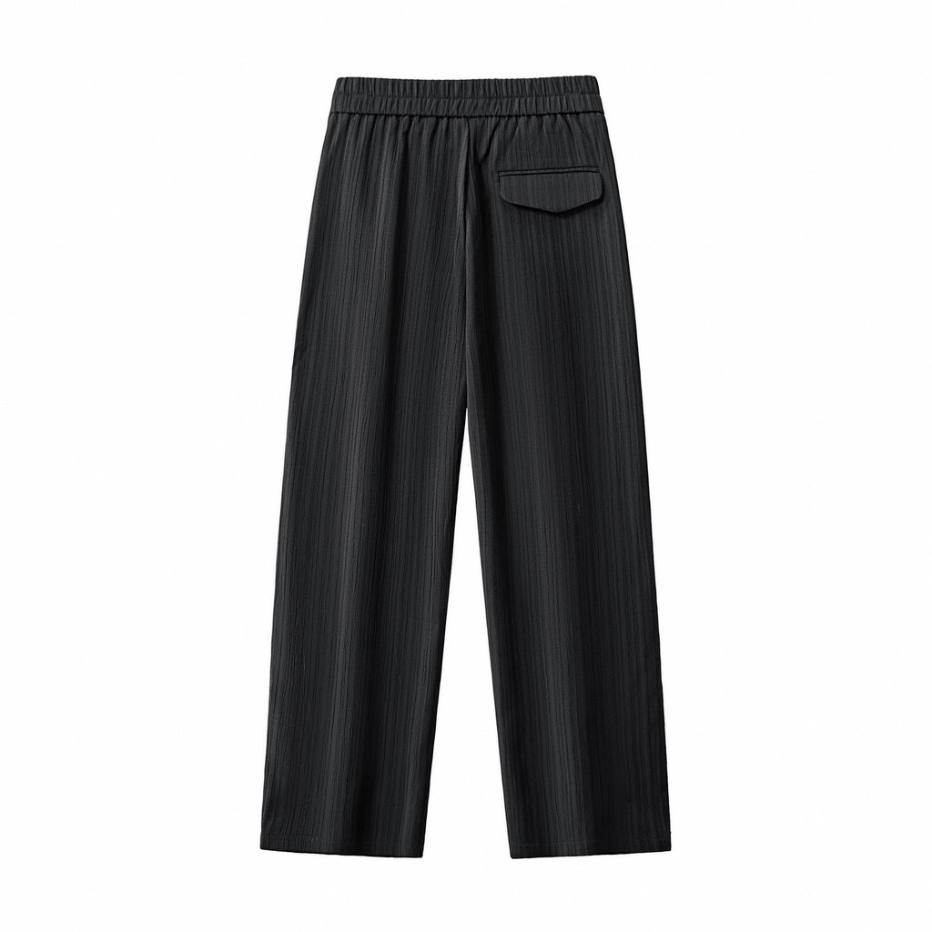 Crinkle Texture Shirt & Pant Set BLACK