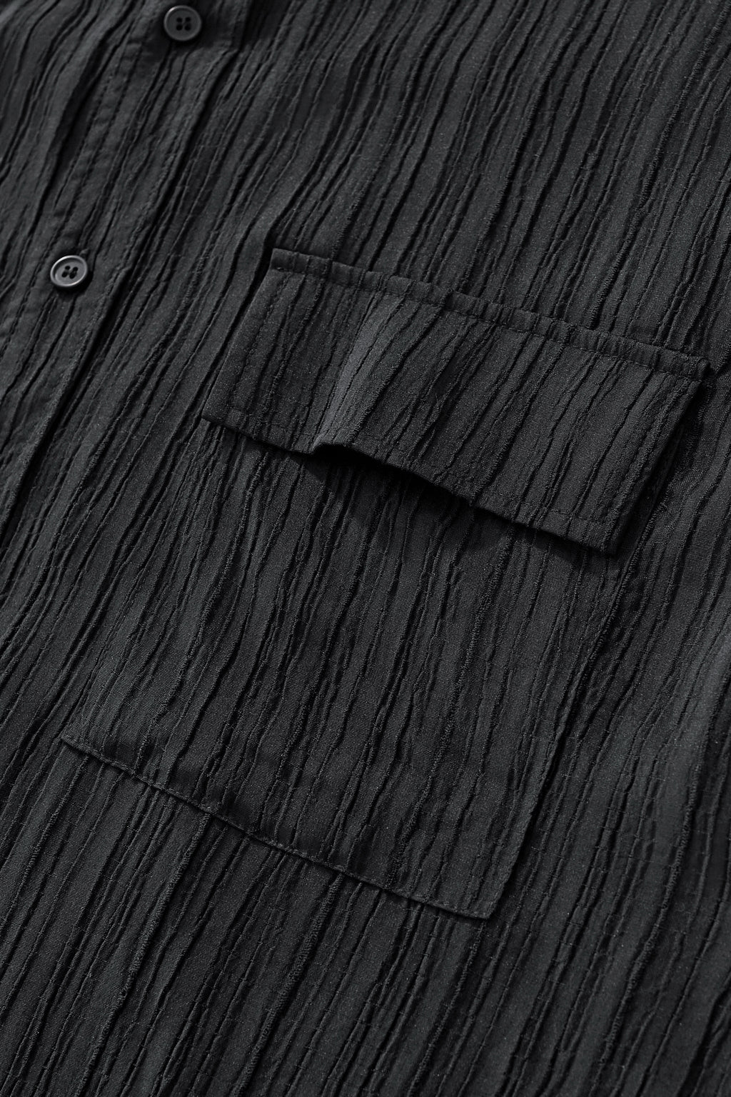 Crinkle Texture Shirt & Pant Set BLACK