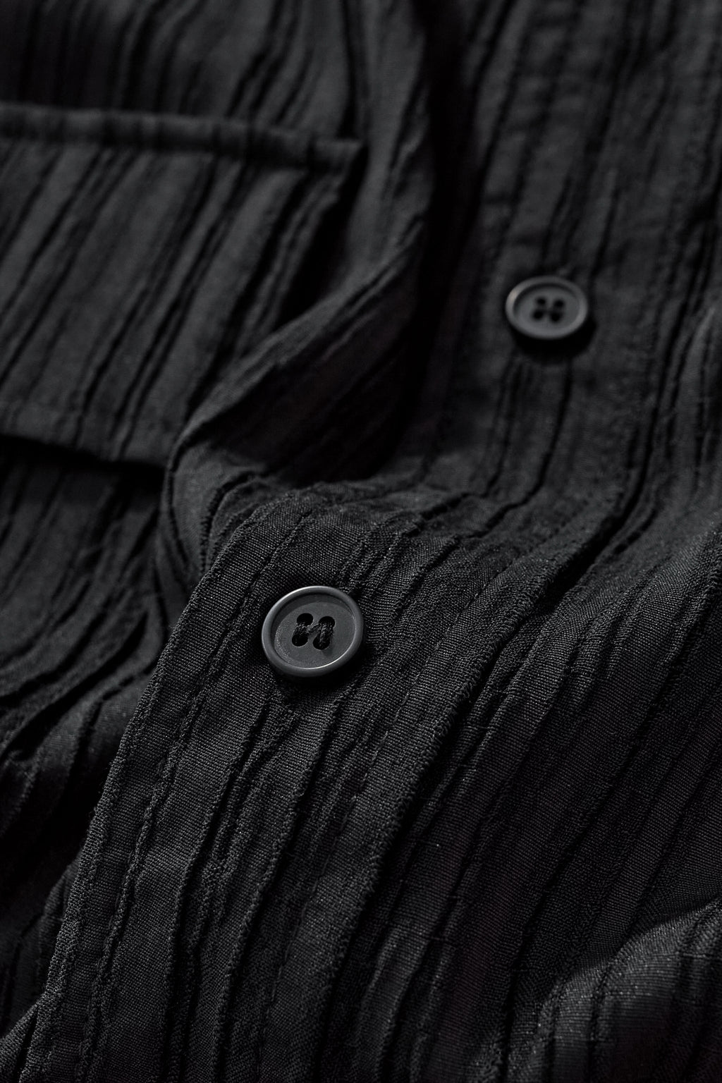 Crinkle Texture Shirt & Pant Set BLACK