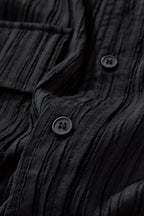 Crinkle Texture Shirt & Pant Set BLACK