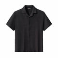 Loft Set – Textured Short Sleeve Shirt & Pant BLACK