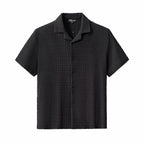 Loft Set – Textured Short Sleeve Shirt & Pant BLACK