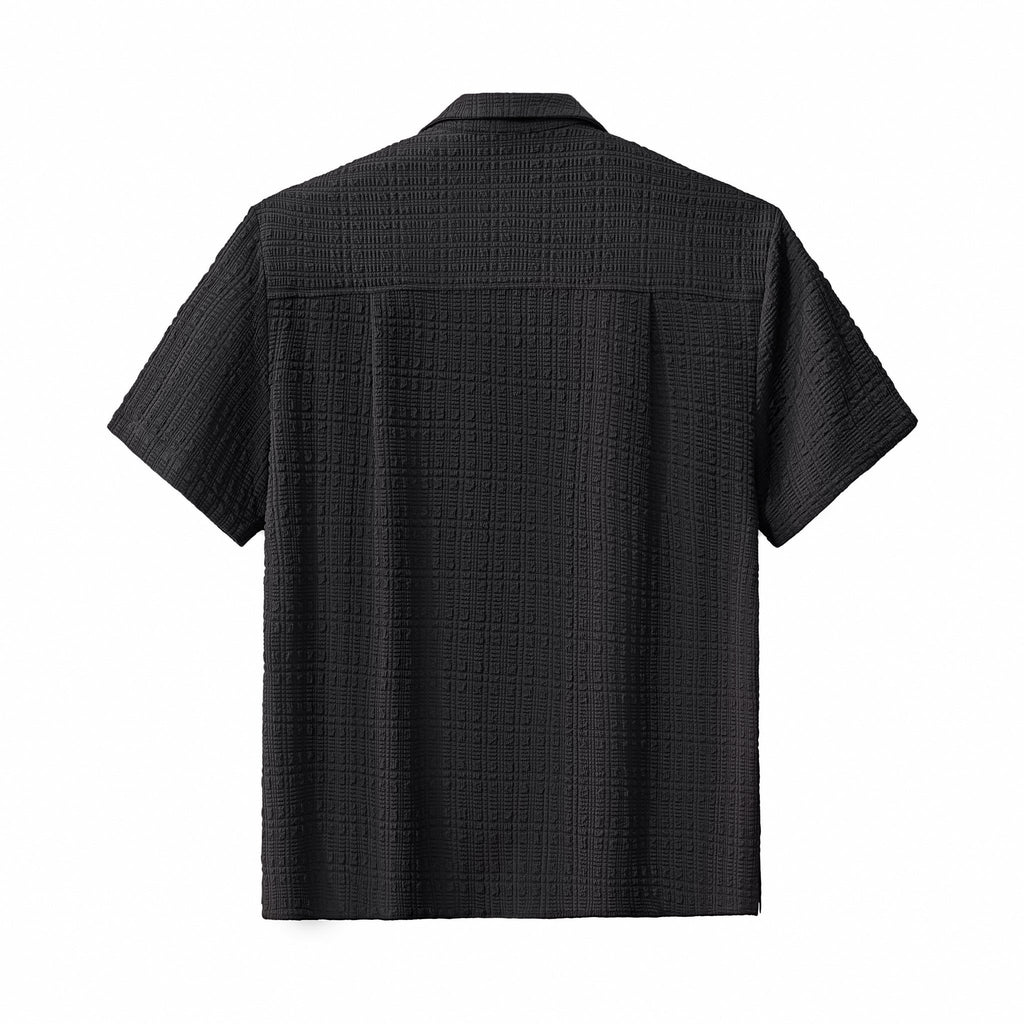Loft Set – Textured Short Sleeve Shirt & Pant BLACK