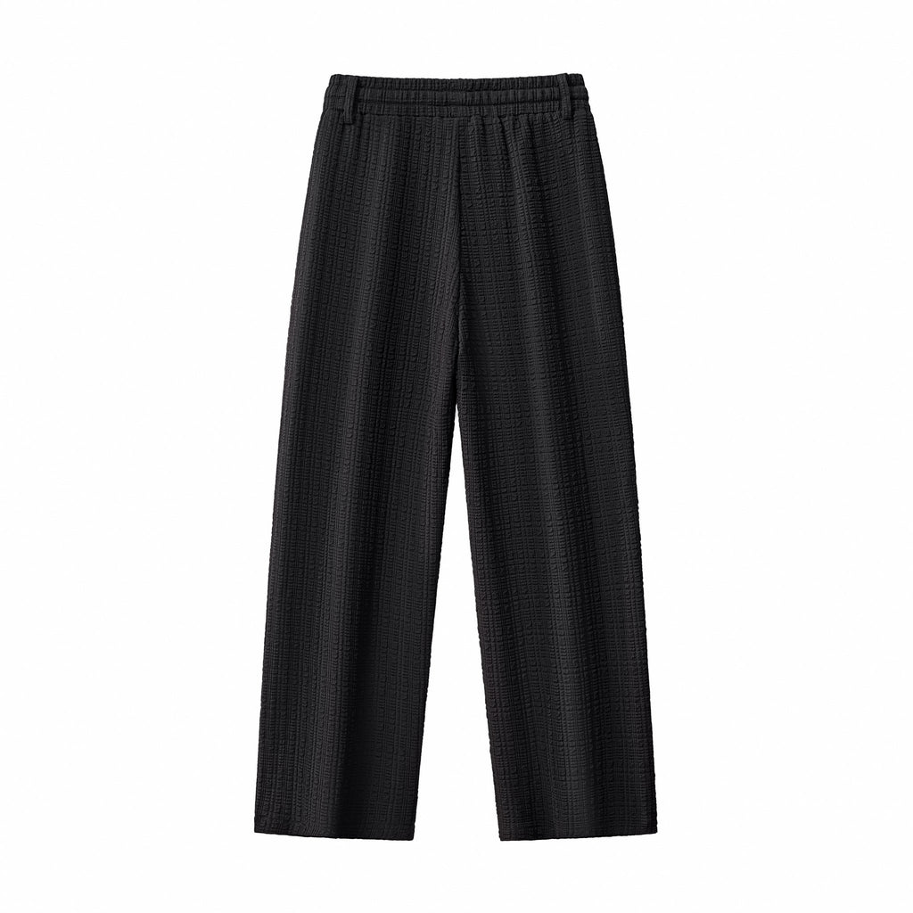 Loft Set – Textured Short Sleeve Shirt & Pant BLACK