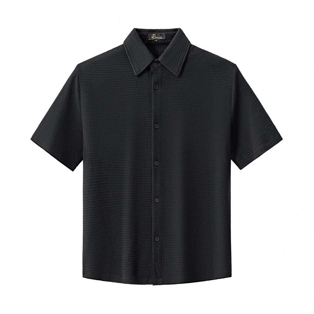 Vista Set – Waffle Textured Shirt & Pant BLACK