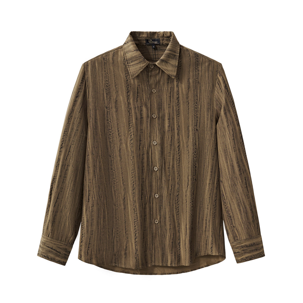 Strata Set – Printed Long Sleeve Shirt & Pant BROWN