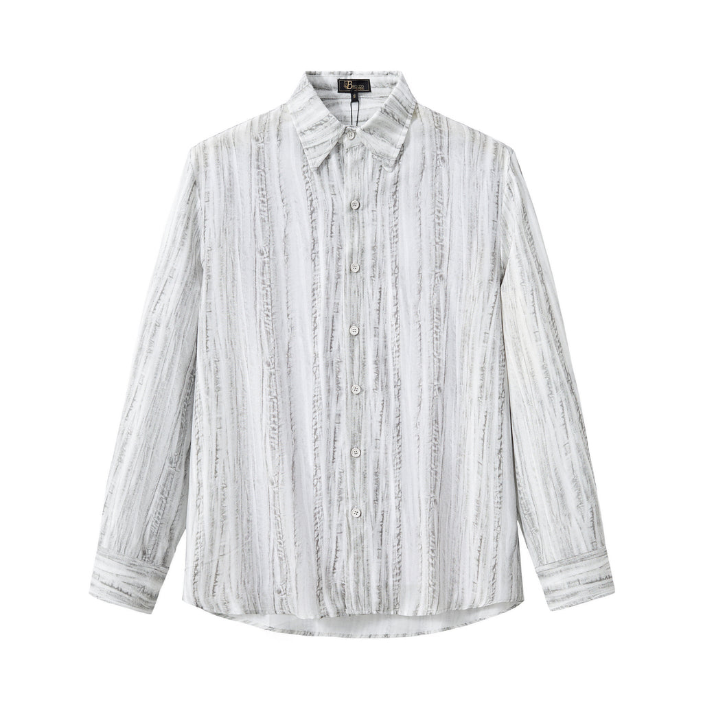 Strata Set – Printed Long Sleeve Shirt & Pant GREY