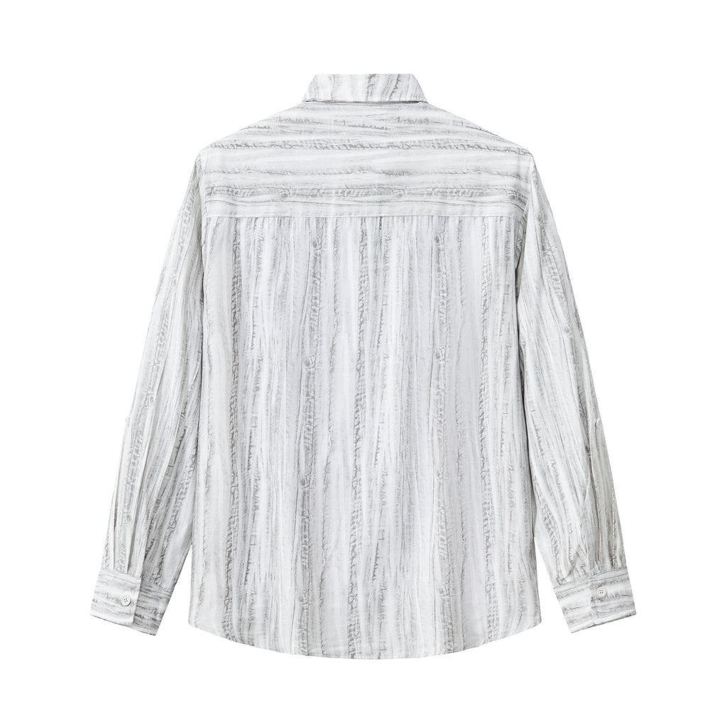 Strata Set – Printed Long Sleeve Shirt & Pant GREY