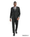 Mens Suit 2pc Black Slim Fit Notch Lapel Suits
